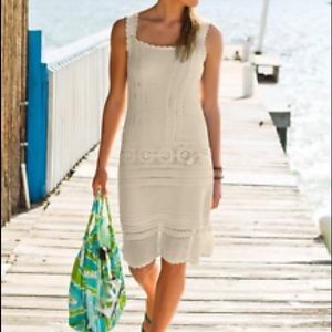 Athleta Ivory Crocheted Medallion Dress medium